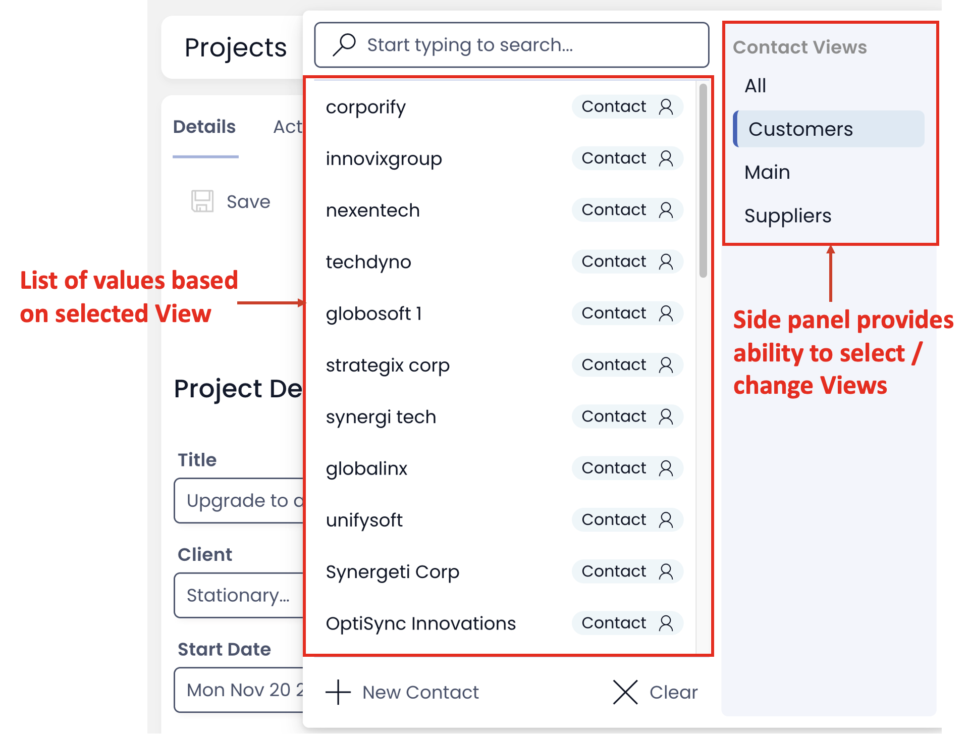 Image showing Lookup field shows values and side panel provides ability to change Views